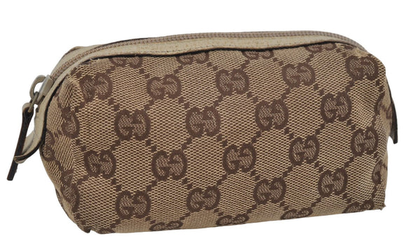 Authentic GUCCI Pouch Purse GG Canvas Leather 29596 Brown 5776D