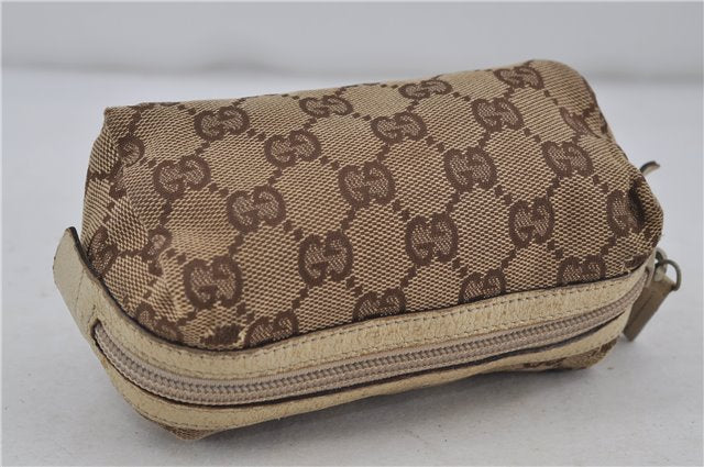 Authentic GUCCI Pouch Purse GG Canvas Leather 29596 Brown 5776D