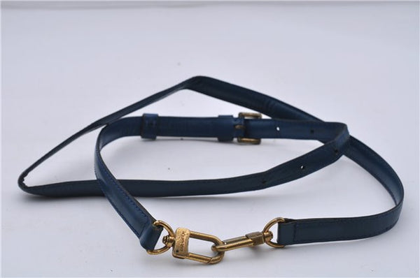 Authentic LOUIS VUITTON Leather Shoulder Strap Blue 39.4-46.5" LV 5780C