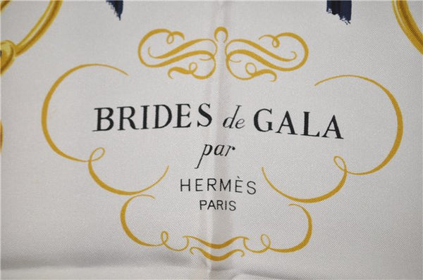 Authentic HERMES Carre 90 Scarf "BRIDES de GALA par" Silk Navy 5780F