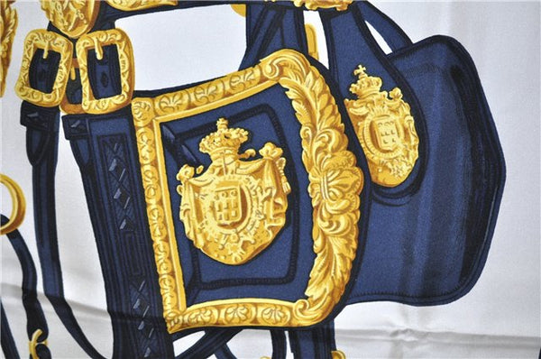 Authentic HERMES Carre 90 Scarf "BRIDES de GALA par" Silk Navy 5780F