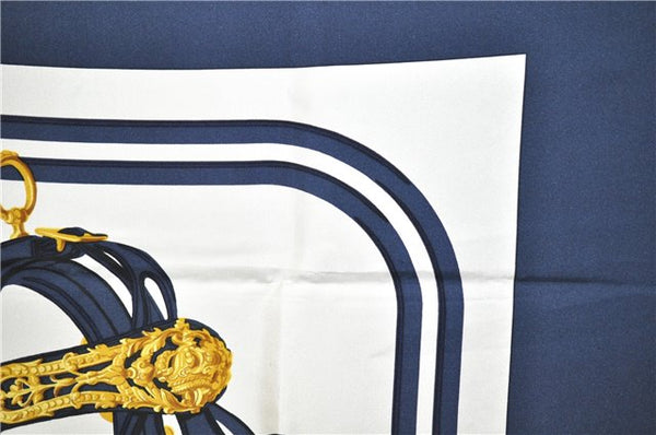 Authentic HERMES Carre 90 Scarf "BRIDES de GALA par" Silk Navy 5780F