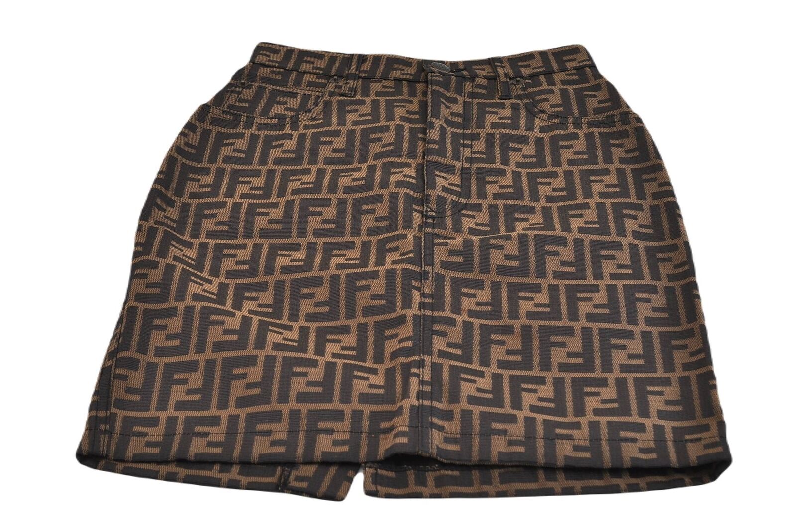 Authentic FENDI Zucca Skirt Canvas USA Size 2 Brown 5781B