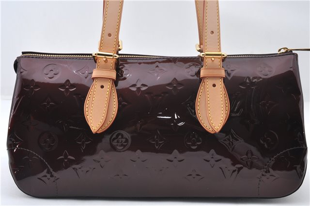 Auth Louis Vuitton Vernis Rose Wood Avenue Shoulder Bag Wine Red M93510 LV 5785E