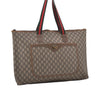 Authentic GUCCI Web Sherry Line GG Plus Tote Bag PVC Leather Brown Junk 5785I
