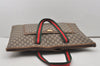 Authentic GUCCI Web Sherry Line GG Plus Tote Bag PVC Leather Brown Junk 5785I