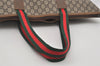 Authentic GUCCI Web Sherry Line GG Plus Tote Bag PVC Leather Brown Junk 5785I