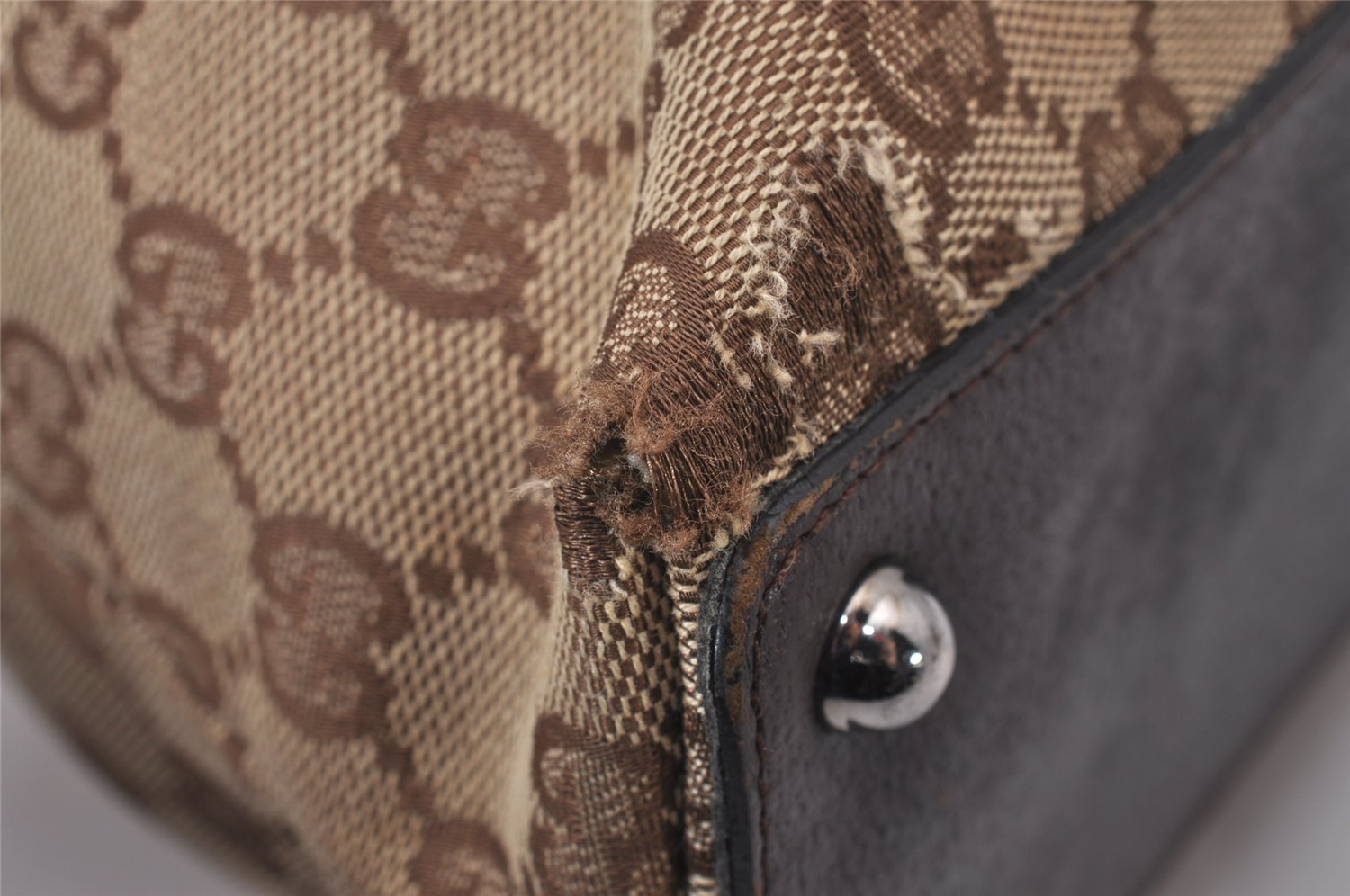 Authentic GUCCI Eclipse Shoulder Hand Bag GG Canvas Leather 120837 Brown 5787I