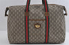 Authentic GUCCI Web Sherry Line GG Plus PVC Leather Travel Bag Brown Junk 5793I