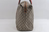 Authentic GUCCI Web Sherry Line GG Plus PVC Leather Travel Bag Brown Junk 5793I
