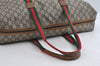 Authentic GUCCI Web Sherry Line GG Plus PVC Leather Travel Bag Brown Junk 5793I