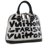 Authentic Louis Vuitton Graffiti Alma MM Hand Bag Black x White M92179 LV 5794D