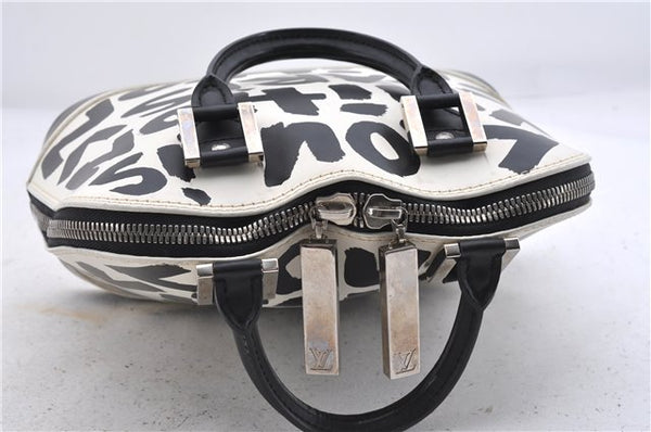 Authentic Louis Vuitton Graffiti Alma MM Hand Bag Black x White M92179 LV 5794D