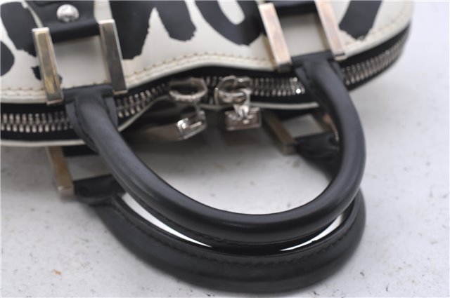 Authentic Louis Vuitton Graffiti Alma MM Hand Bag Black x White M92179 LV 5794D