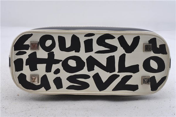 Authentic Louis Vuitton Graffiti Alma MM Hand Bag Black x White M92179 LV 5794D