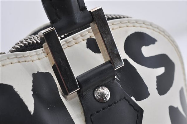 Authentic Louis Vuitton Graffiti Alma MM Hand Bag Black x White M92179 LV 5794D