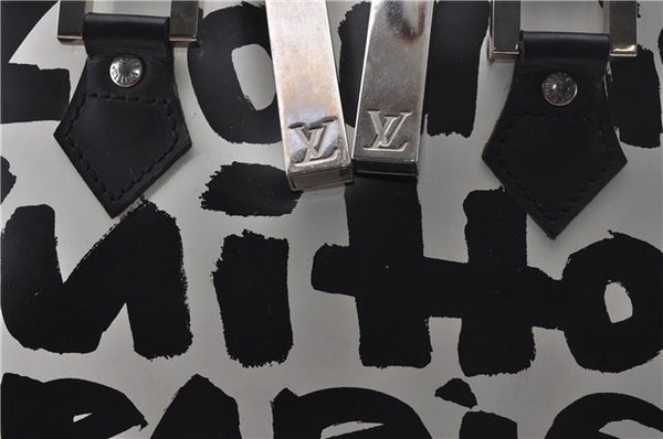 Authentic Louis Vuitton Graffiti Alma MM Hand Bag Black x White M92179 LV 5794D