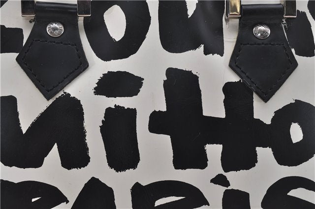 Authentic Louis Vuitton Graffiti Alma MM Hand Bag Black x White M92179 LV 5794D