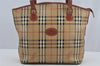 Authentic Burberrys Nova Check Vintage Shoulder Tote Bag PVC Leather Beige 5794I