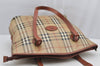 Authentic Burberrys Nova Check Vintage Shoulder Tote Bag PVC Leather Beige 5794I