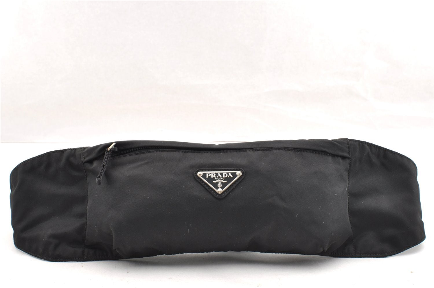 Authentic PRADA Vintage Nylon Tessuto Waist Body Bag Purse Black 5800I