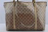 Authentic GUCCI GG Crystal Tote Bag GG PVC Leather 197954 Brown Junk 5802I