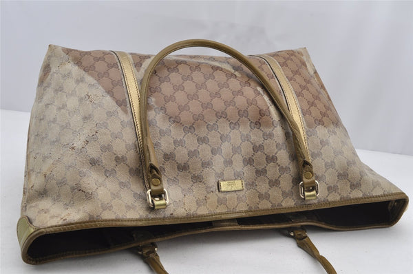 Authentic GUCCI GG Crystal Tote Bag GG PVC Leather 197954 Brown Junk 5802I