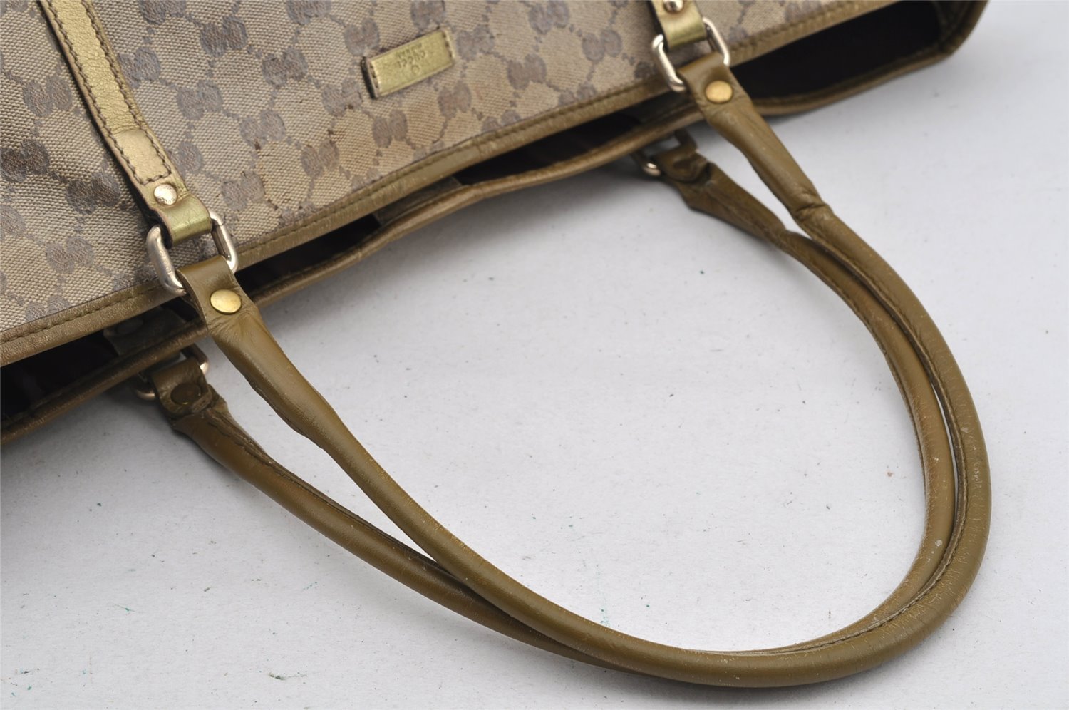 Authentic GUCCI GG Crystal Tote Bag GG PVC Leather 197954 Brown Junk 5802I