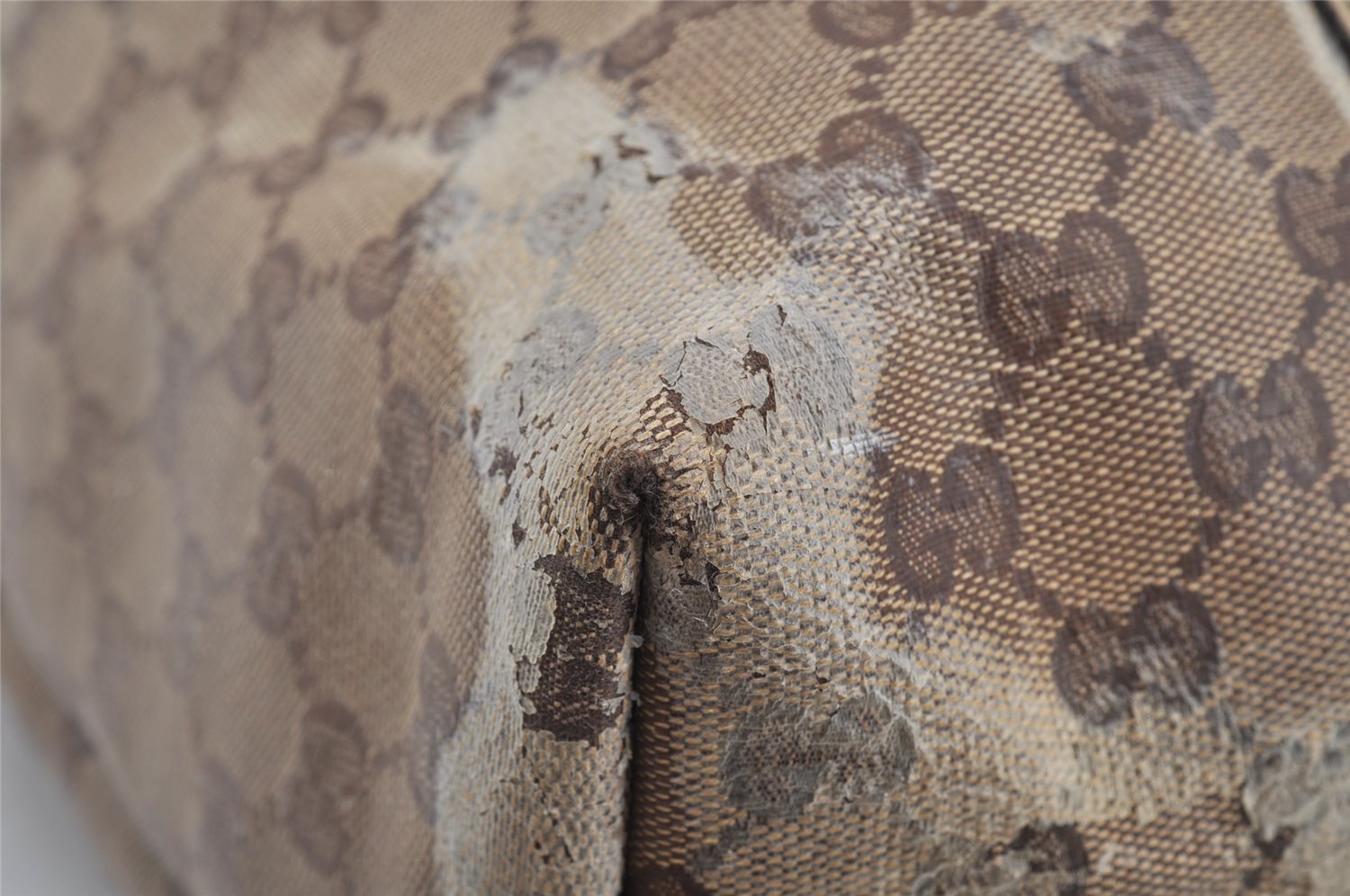 Authentic GUCCI GG Crystal Tote Bag GG PVC Leather 197954 Brown Junk 5802I