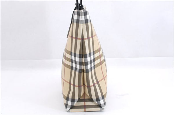 Authentic BURBERRY Vintage Nova Check Shoulder Tote Bag PVC Leather Beige 5803E