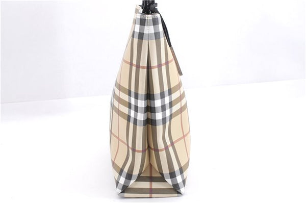 Authentic BURBERRY Vintage Nova Check Shoulder Tote Bag PVC Leather Beige 5803E
