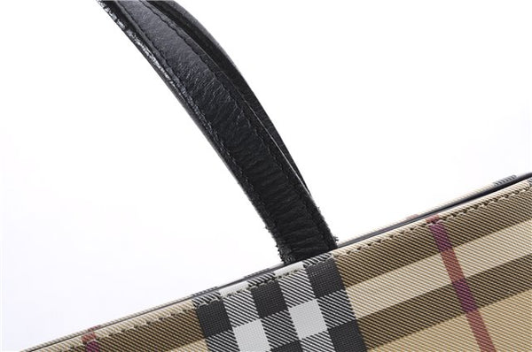 Authentic BURBERRY Vintage Nova Check Shoulder Tote Bag PVC Leather Beige 5803E