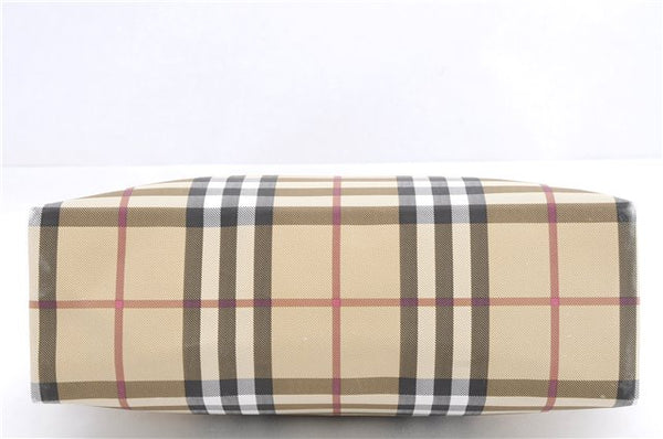 Authentic BURBERRY Vintage Nova Check Shoulder Tote Bag PVC Leather Beige 5803E