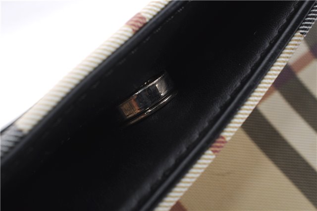 Authentic BURBERRY Vintage Nova Check Shoulder Tote Bag PVC Leather Beige 5803E
