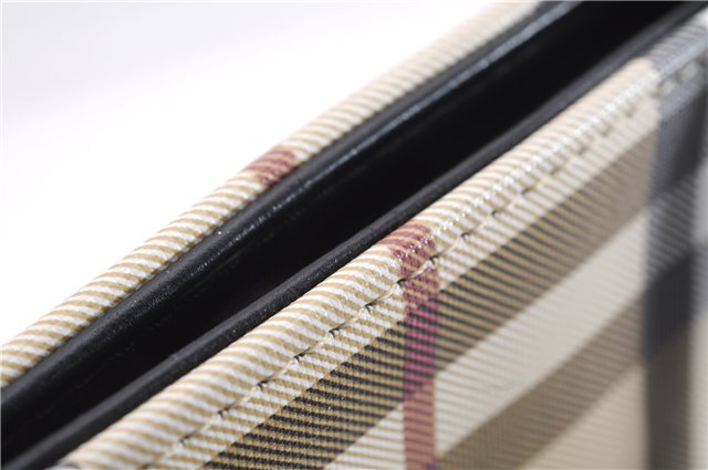 Authentic BURBERRY Vintage Nova Check Shoulder Tote Bag PVC Leather Beige 5803E