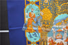 Authentic HERMES Carre 90 Scarf "MAHARAJAS" Silk Blue 5803F