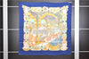 Authentic HERMES Carre 90 Scarf "MAHARAJAS" Silk Blue 5803F