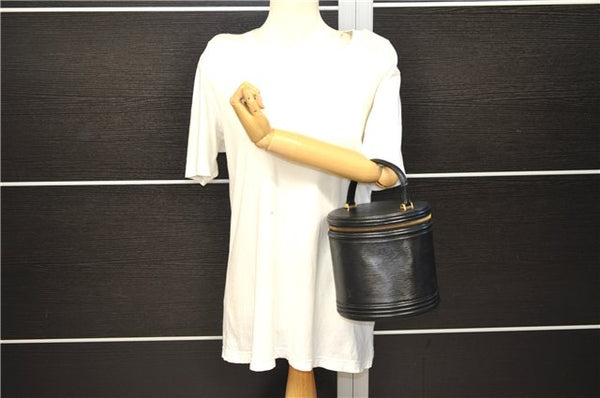 Authentic LOUIS VUITTON Epi Cannes Cosmetic Hand Bag Black M48032 LV 5806C