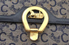 Authentic CELINE C Macadam Horse Carriage Shoulder Bag Canvas Leather Navy 5807H