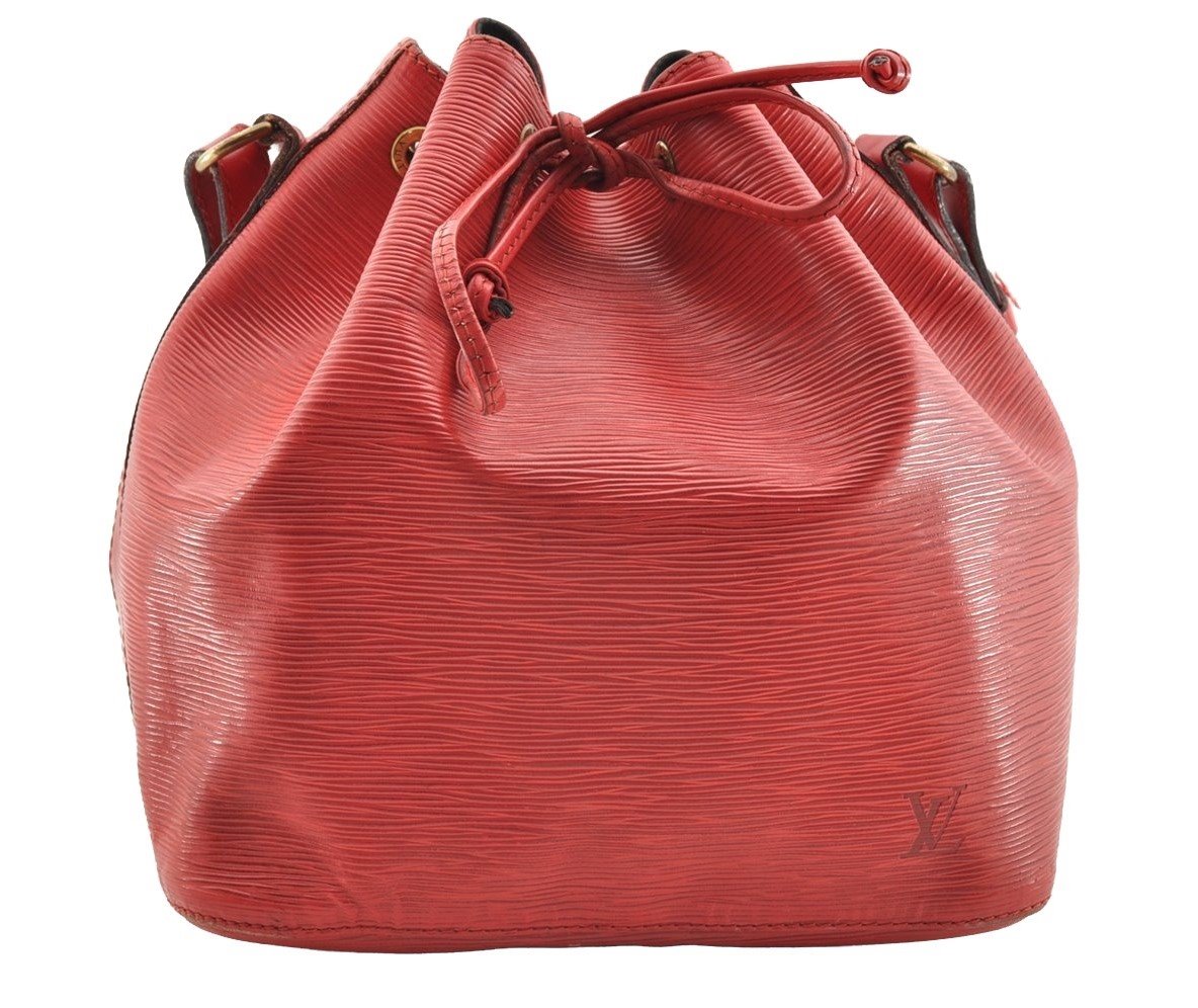 Authentic Louis Vuitton Epi Petit Noe Shoulder Drawstring Bag M44107 Red 5809I