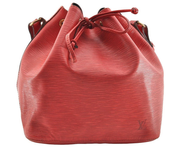 Authentic Louis Vuitton Epi Petit Noe Shoulder Drawstring Bag M44107 Red 5809I