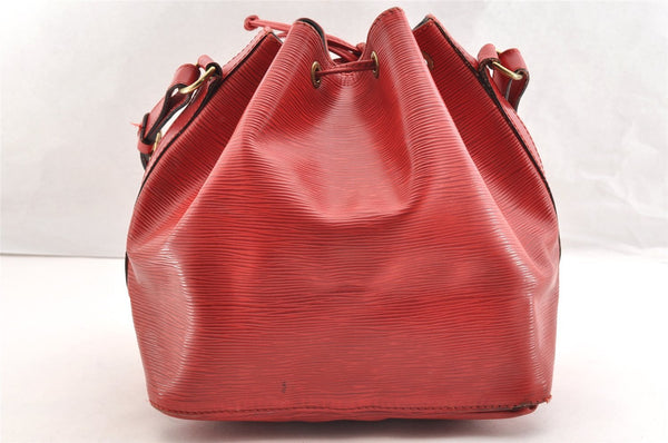 Authentic Louis Vuitton Epi Petit Noe Shoulder Drawstring Bag M44107 Red 5809I