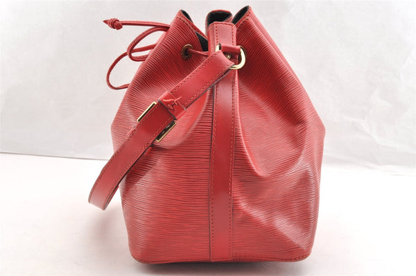 Authentic Louis Vuitton Epi Petit Noe Shoulder Drawstring Bag M44107 Red 5809I
