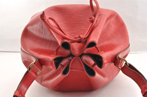 Authentic Louis Vuitton Epi Petit Noe Shoulder Drawstring Bag M44107 Red 5809I