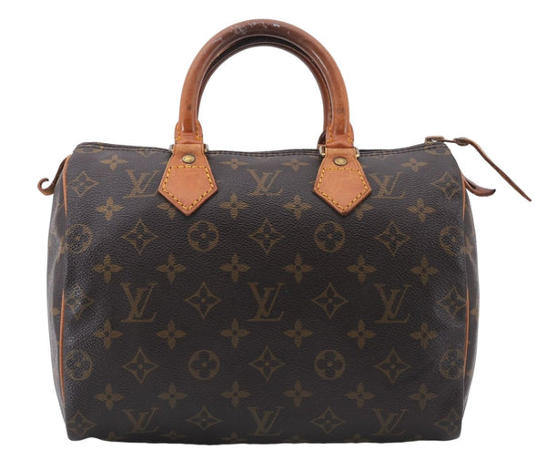 Authentic Louis Vuitton Monogram Speedy 25 Boston Hand Bag M41528 LV 5813E