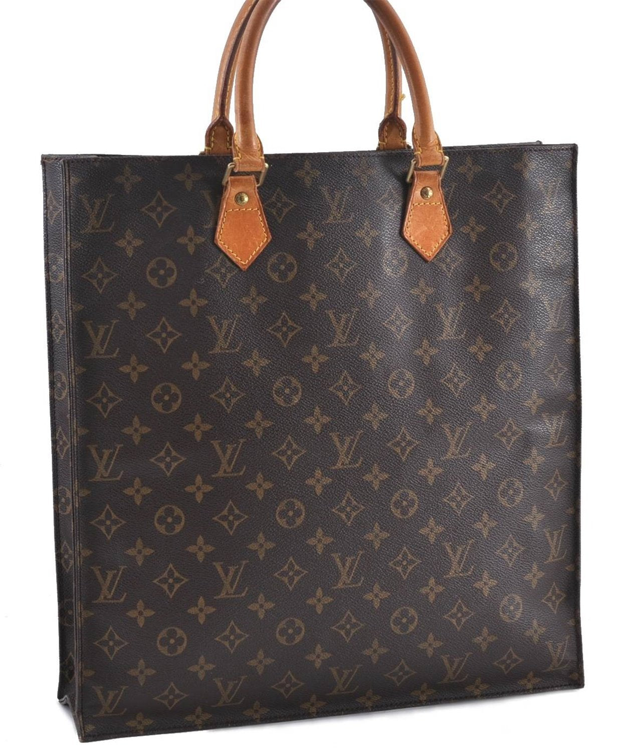 Authentic LOUIS VUITTON Monogram Sac Plat Hand Bag M51140 LV 5814C