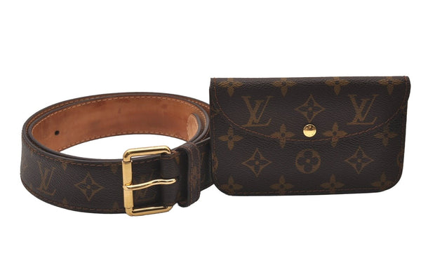 Authentic Louis Vuitton Monogram Ceinture Pochette Belt Waist Bag M6933U 5817I