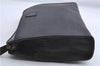 Authentic Burberrys Vintage Leather Clutch Hand Bag Purse Black 5821D