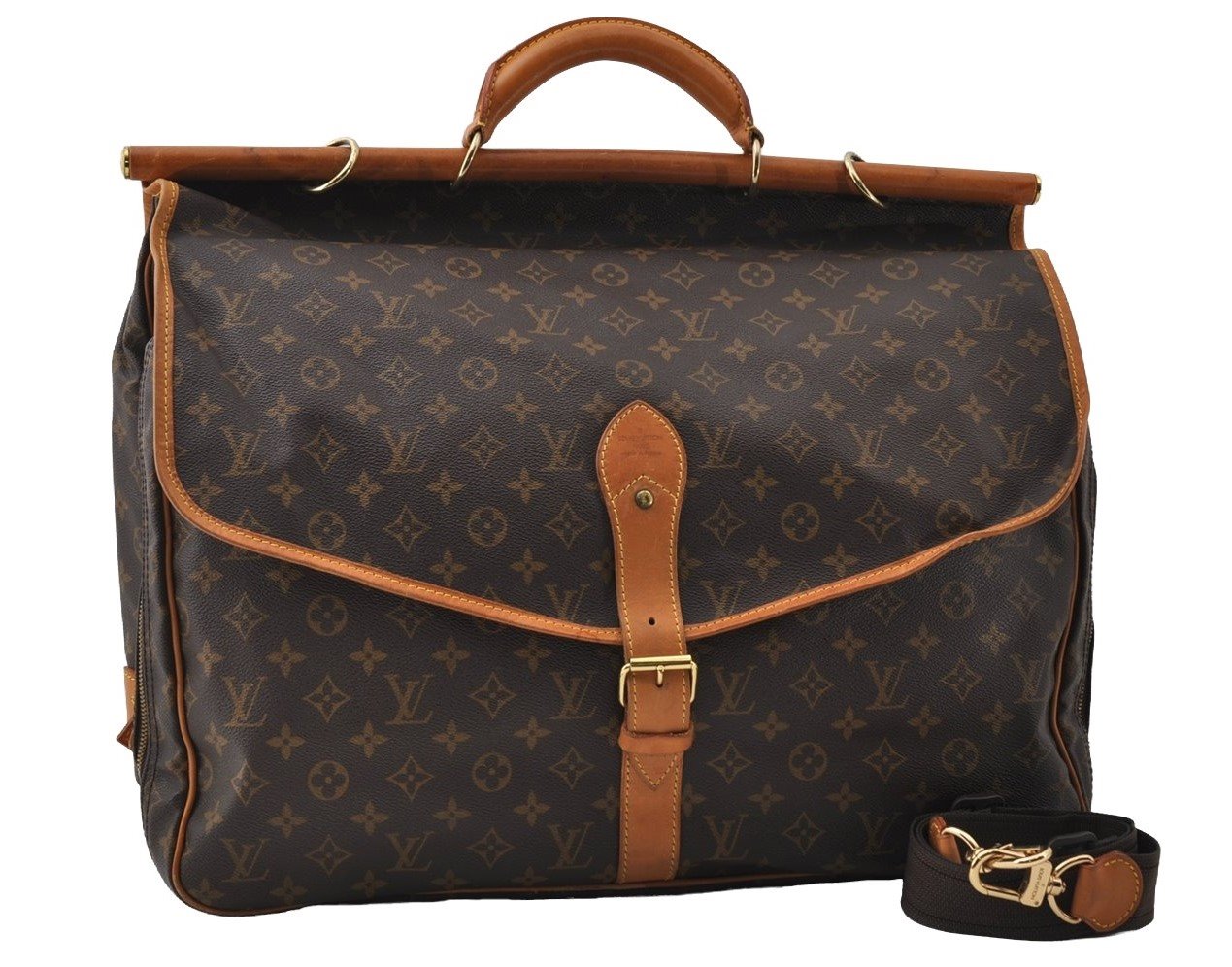 Auth Louis Vuitton Monogram Sac Chasse 2Way Shoulder Boston Bag M41140 LV 5823I