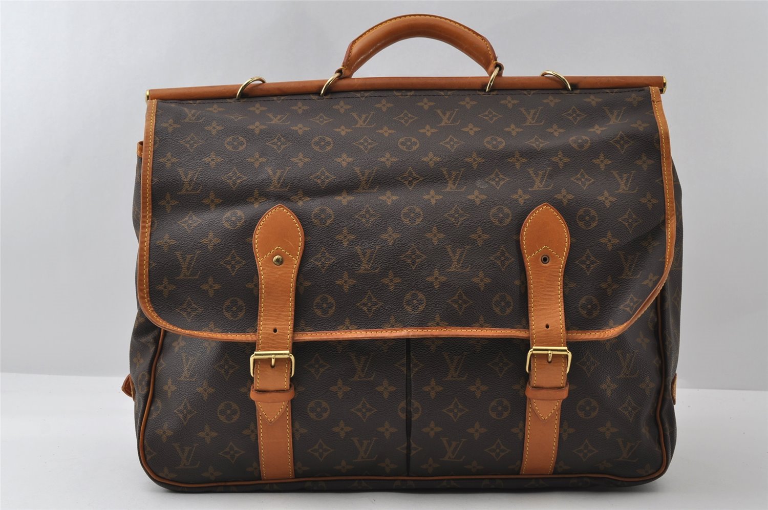 Auth Louis Vuitton Monogram Sac Chasse 2Way Shoulder Boston Bag M41140 LV 5823I